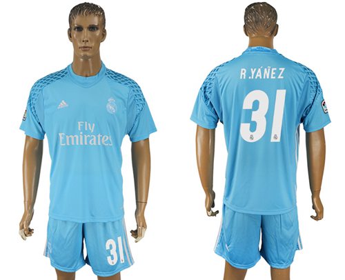 Real Madrid #31 R.Yanez Sky Blue Goalkeeper Soccer Club Jersey - Click Image to Close